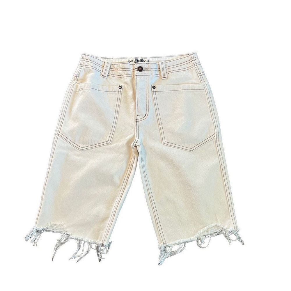 Free People Cream Frayed Hem Women’s Denim Shorts